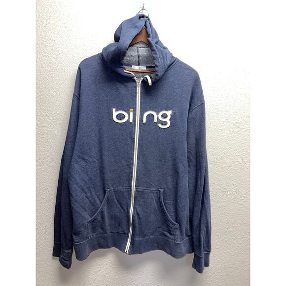 Vantage Apparel Other - Vintage Bing Hoodie Microsoft Computer Internet Promotional Blue Zip Up XL